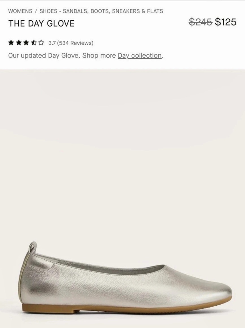 Everlane The Day Glove Silver Ballet Flats